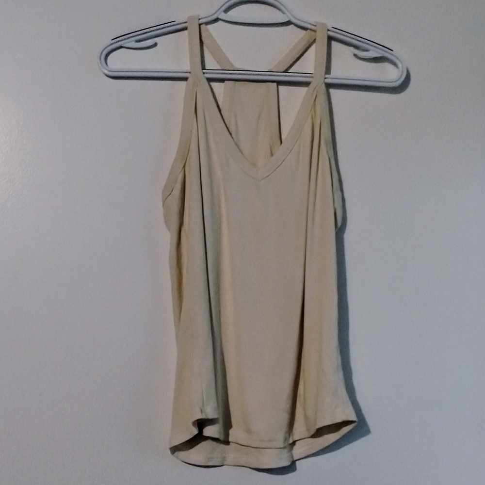 Cream Tank Top with Racerback and Scoop Neckline